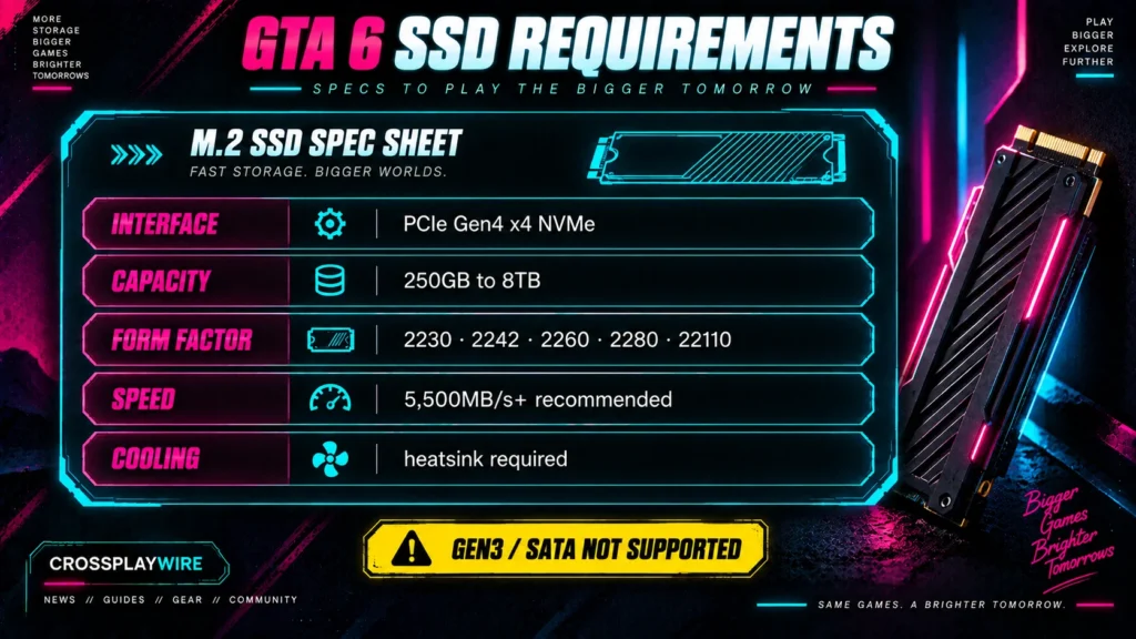 PS5 M.2 SSD requirements for interface, capacity, size, speed and cooling