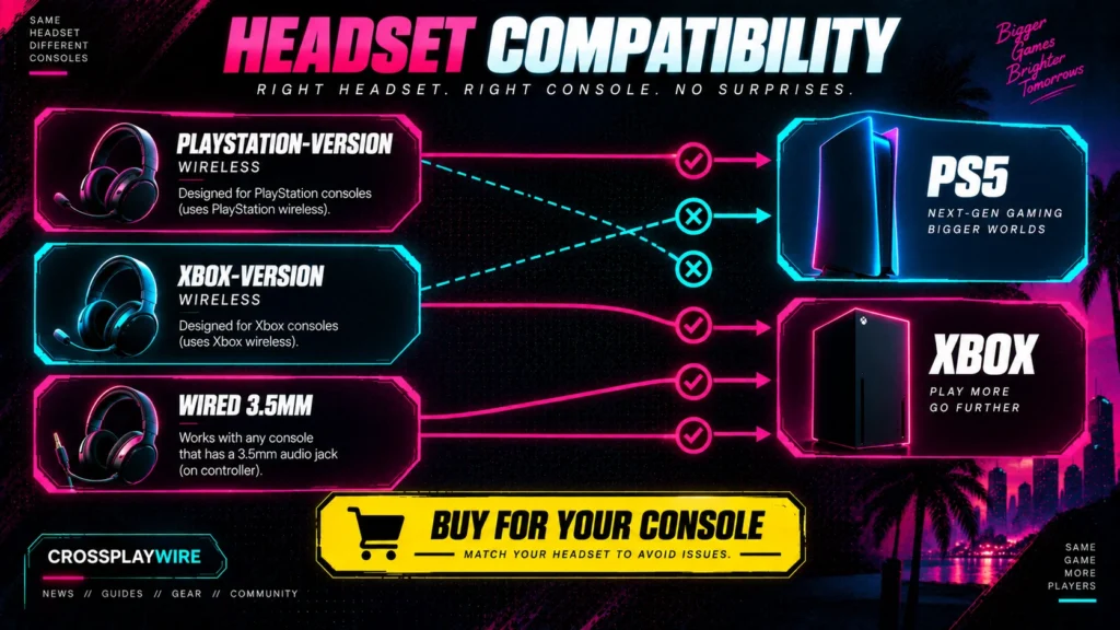 Which headset versions connect wirelessly to PS5 and Xbox