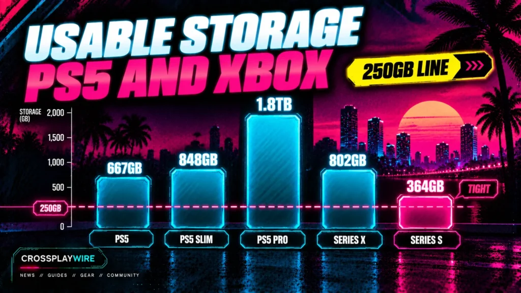 Usable storage on each PS5 and Xbox model compared with a 250GB GTA 6 install